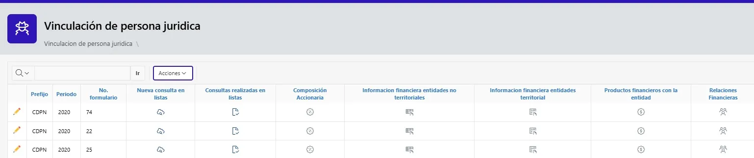 Registro de vinculación de persona jurídica